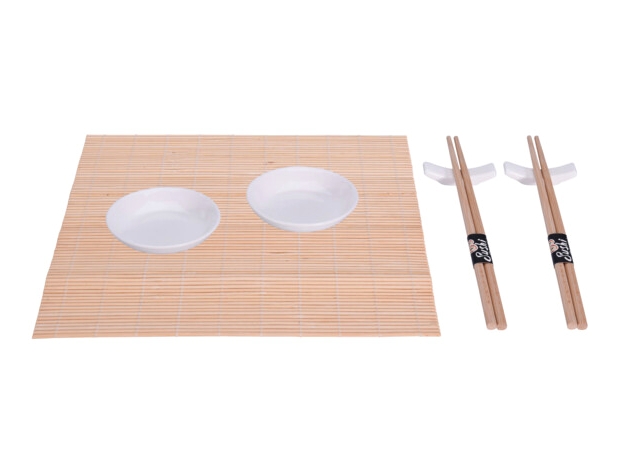 Sushi set porcelán / bambus sada 7 ks biela