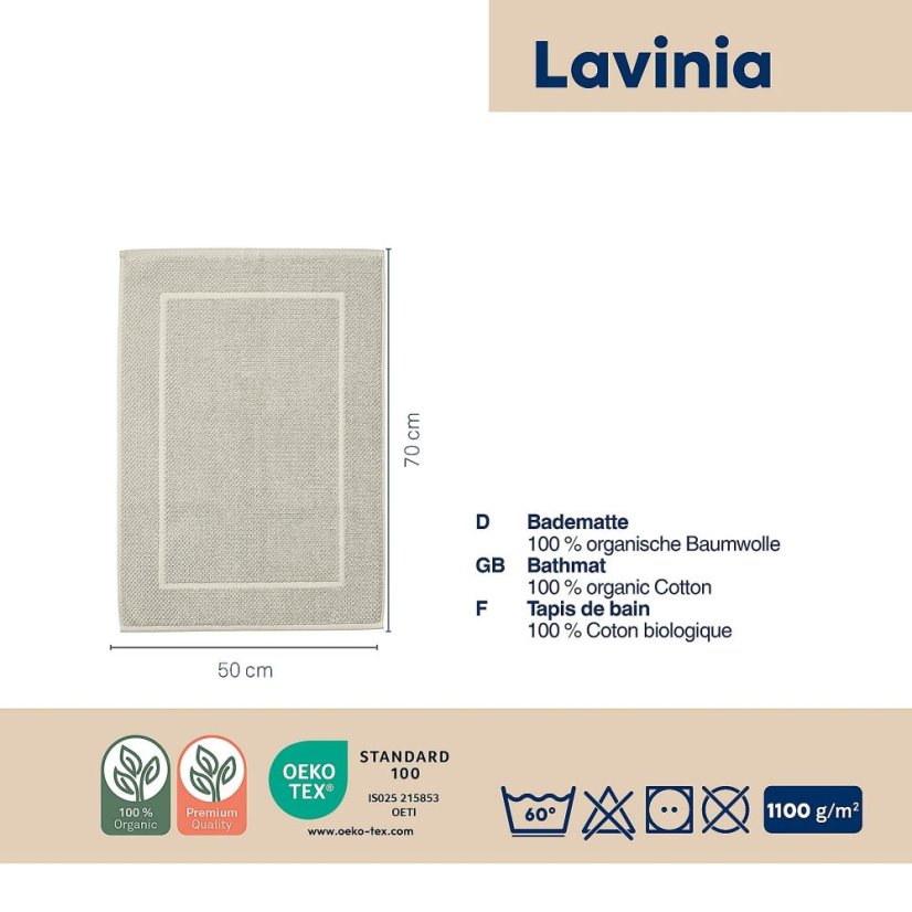 Koupelnová předložka Lavinia 100% organická bavlna offwhite 50x70 cm