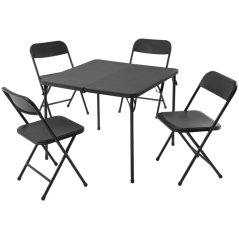 Kempingový nábytok skladací stôl + 4 stoličky čierna