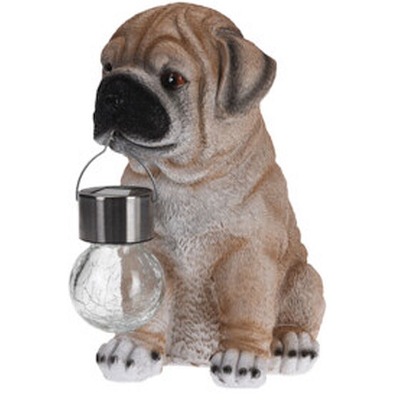 Decorațiune de grădină cu lampă solară Bulldog, câine, 24 cm