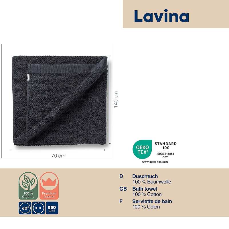 Osuška LAVINIA 100% bavlna černá 70,0x140,0cm