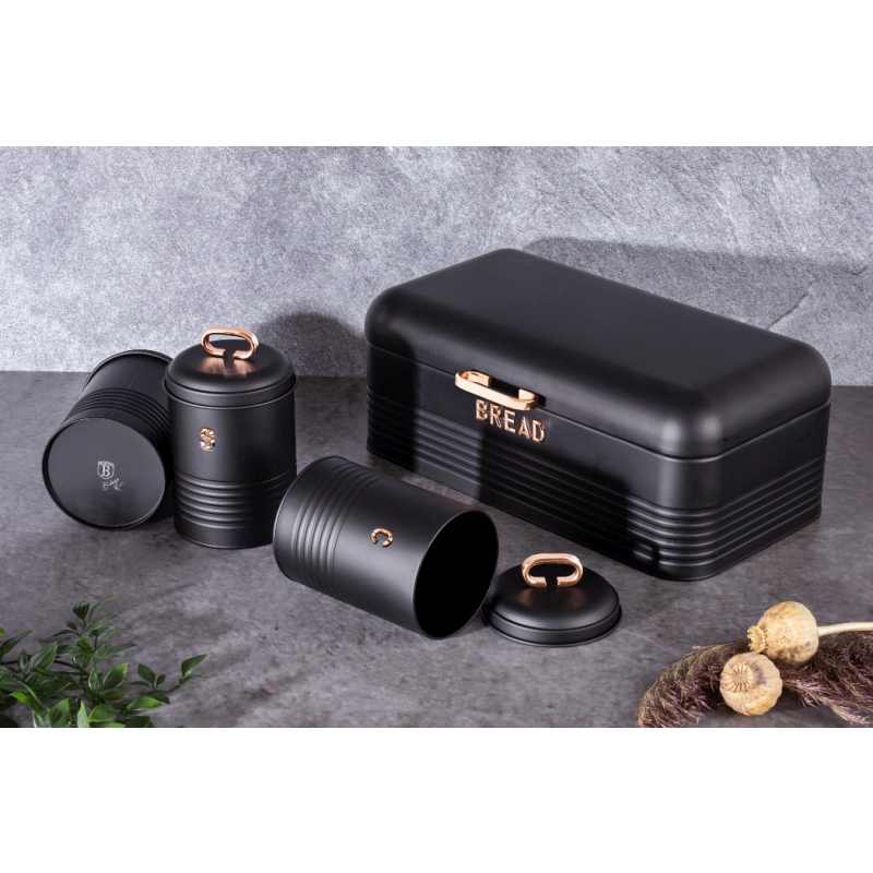 Chlebovka a dóza na potraviny sada 4 ks Black Rose Collection