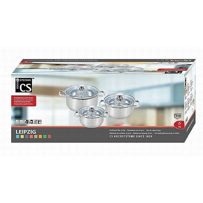 Set de vase cu strecurătoare din oțel inoxidabil Leipzig 6 buc