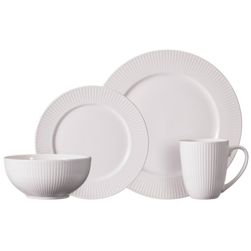 Set de masă din porțelan 16 buc alb