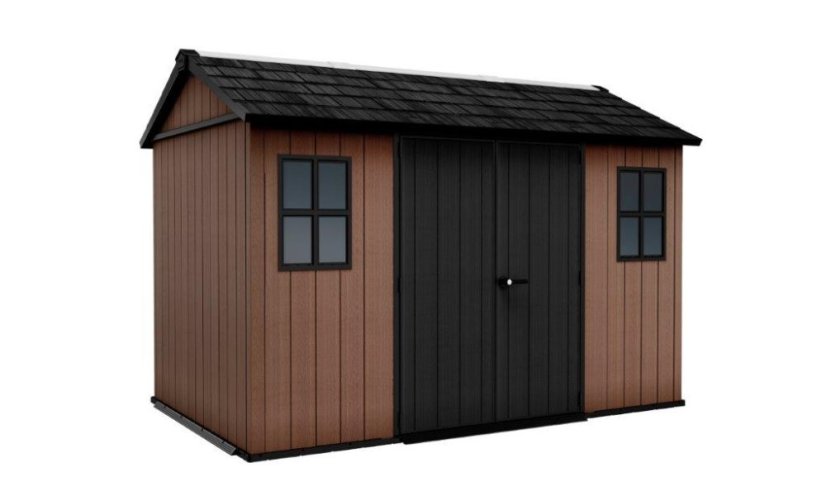Casă de grădină Keter Newton Plus wide 11x7,5 maro, cu podea