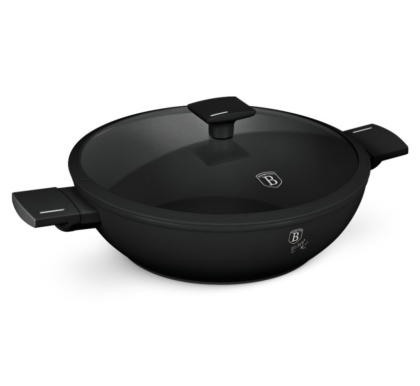 Pánev WOK s titanovým povrchem a poklicí 30 cm Matte Black Collection