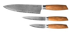 G21 Gourmet Damascus small box sada 3 ks nožov, rukoväť zo zebrového dreva