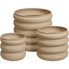 Sada 3 okrúhlych hrncov svetlohnedej farby