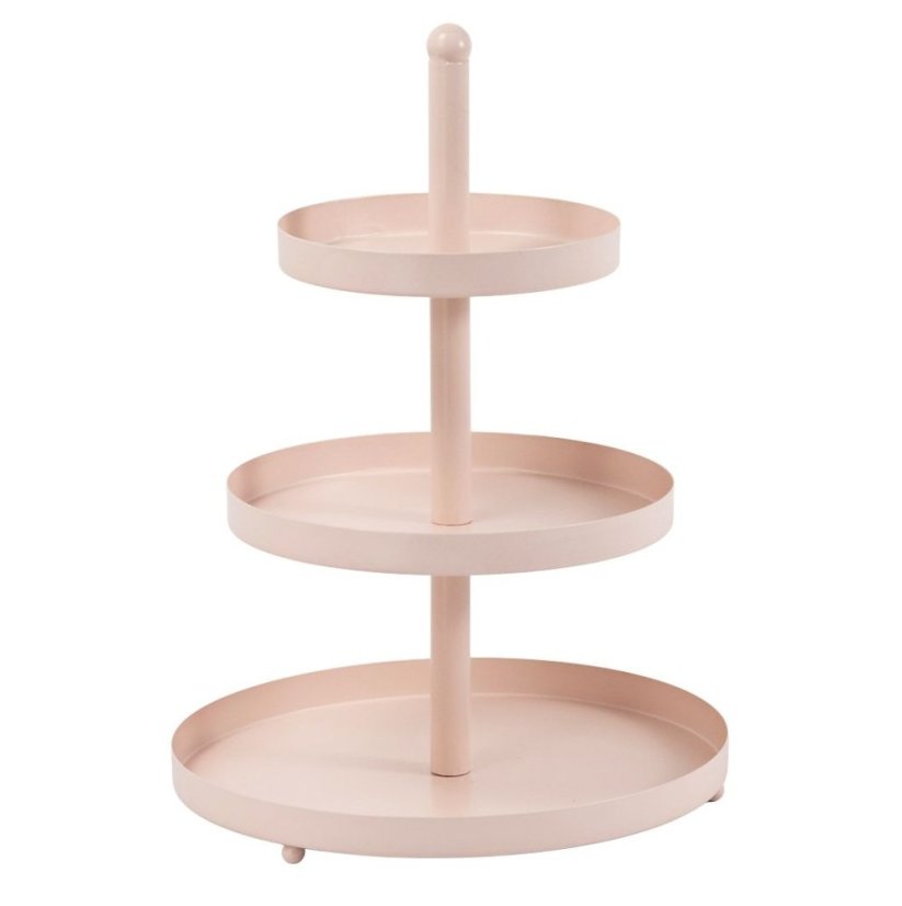 Etažér třípatrový nerez 35 cm pastelová růžová