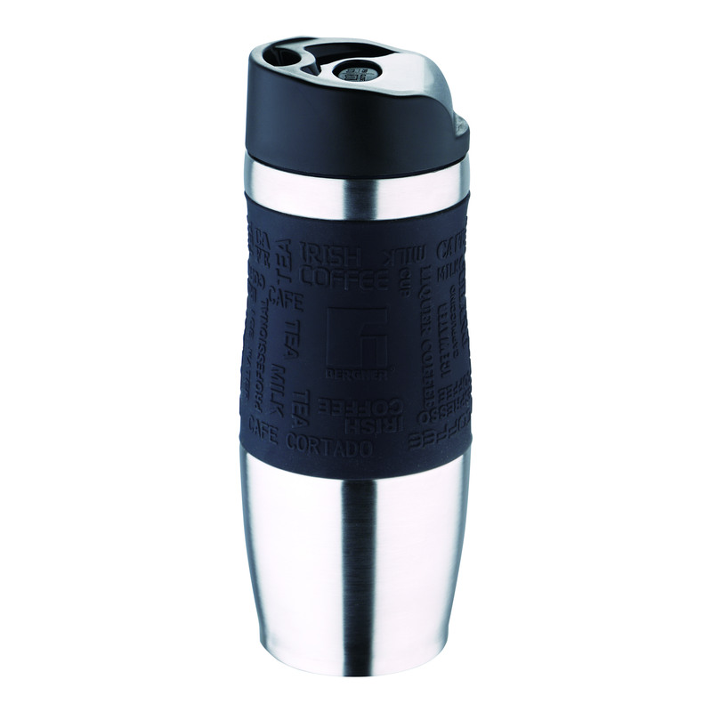 Cană termo cu mâner antiderapant 400 ml negru/oțel inoxidabil