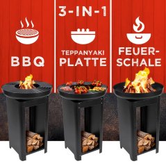 Prenosné záhradné ohnisko s grilom a stojanom TEPPANYAKI