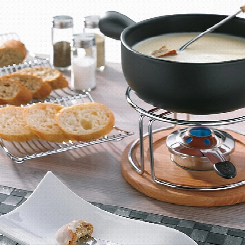 Sýrové fondue NATURA keramika, nerez, chrom, dřevo