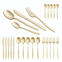 Set tacâmuri oțel inoxidabil 24 buc șampanie lustruită