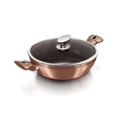 Pekáč kulatý s mramorovým povrchem a poklicí  28 cm Rosegold Metallic Line