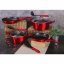Set de vase cu suprafață de marmură 10 buc Burgundy Metallic Line