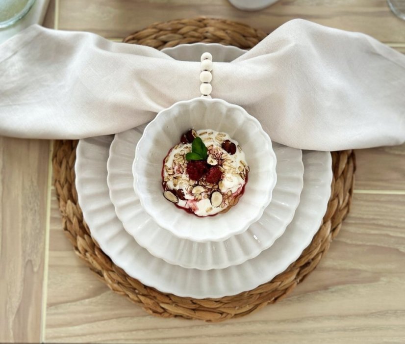 Jídelní sada talířů porcelánová PEARL 18 ks bílá