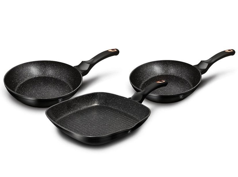 Sada pánví s mramorovým povrchem 3 ks Black Rose Collection