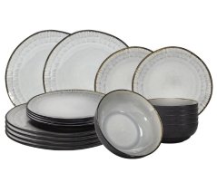 Jedálenská súprava tanierov 18 ks Kos čierna/sivá Jedálenská súprava tanierov 18 ks Kos čierna/sivá