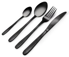 Cubertería de acero inoxidable 16 piezas negro