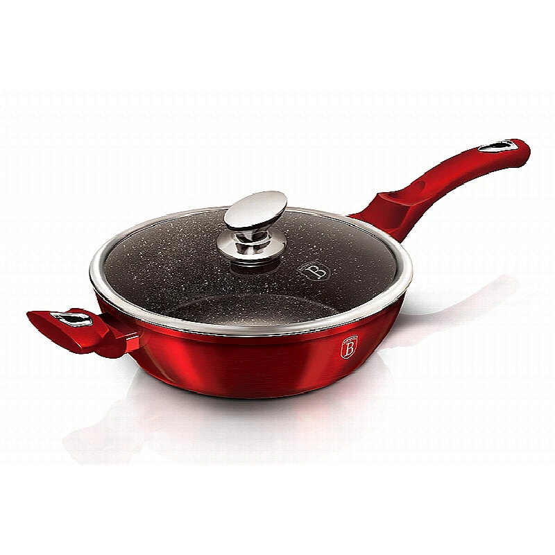 Pánev hluboká s mramorovým povrchem a poklicí 32 cm Burgundy Metallic Line