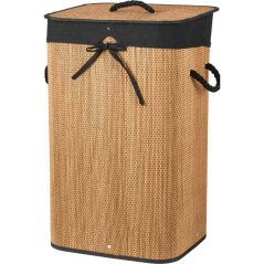 Kôš na bielizeň bambus 40x30x60 cm hnedá/čierna