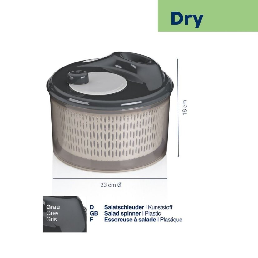 Odstředivka na salát PP, šedá 16x23 cm