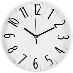 Hodiny nástěnné s 3D čísly 25 cm bílá Hodiny nástěnné s 3D čísly 25 cm bílá