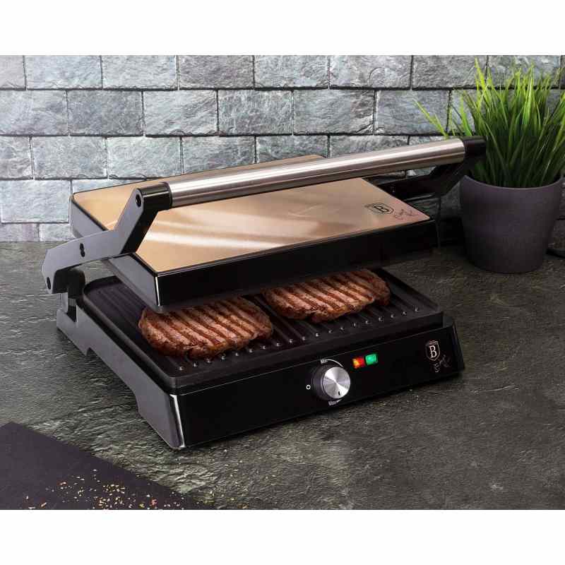 Kontaktní gril s nepřilnavým povrchem 2000 W Rosegold Metallic Line Kontaktní gril s nepřilnavým povrchem 2000 W Rosegold Metallic Line