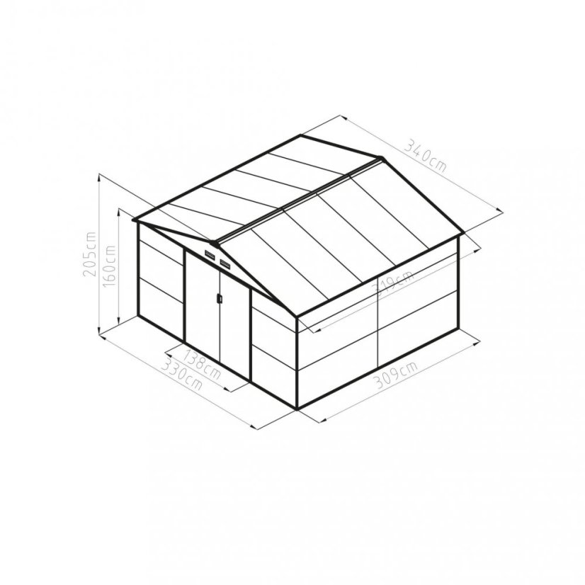Casuta de gradina G21 GAH 1085 - 340 x 319 cm, gri