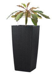 Samozavlažovací kvetináč Linea ratan čierny 55 cm