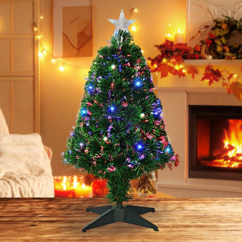 Vánoční stromeček s LED osvětlením 90 cm barevný