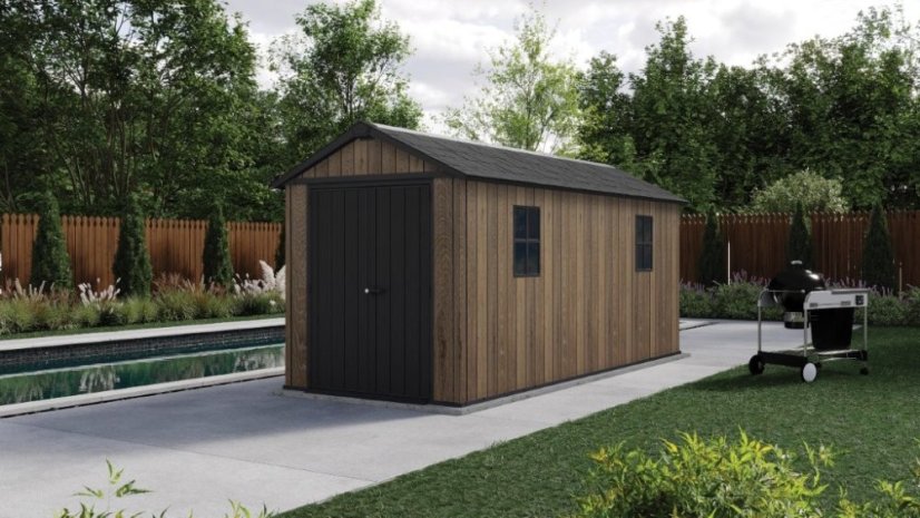 Cabana de grădină Keter Apex 7,5 x 15 Ashwood, cu podea