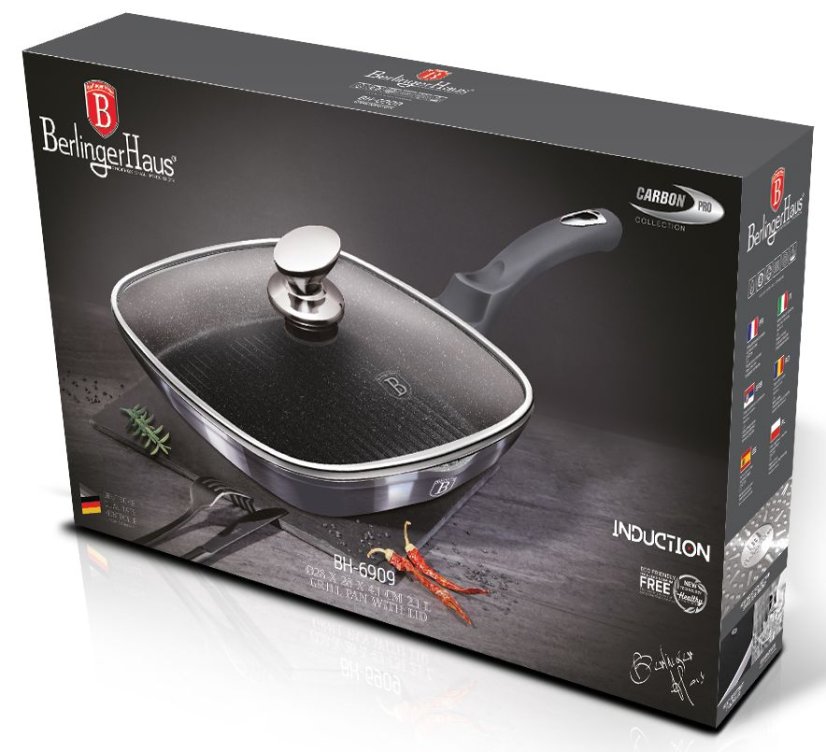Pánev grilovací s mramorovým povrchem a poklicí 28 cm Carbon PRO Line