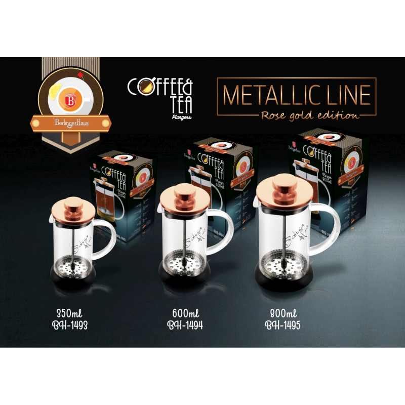 Konvička na čaj a kávu French Press 350 ml Rosegold collection