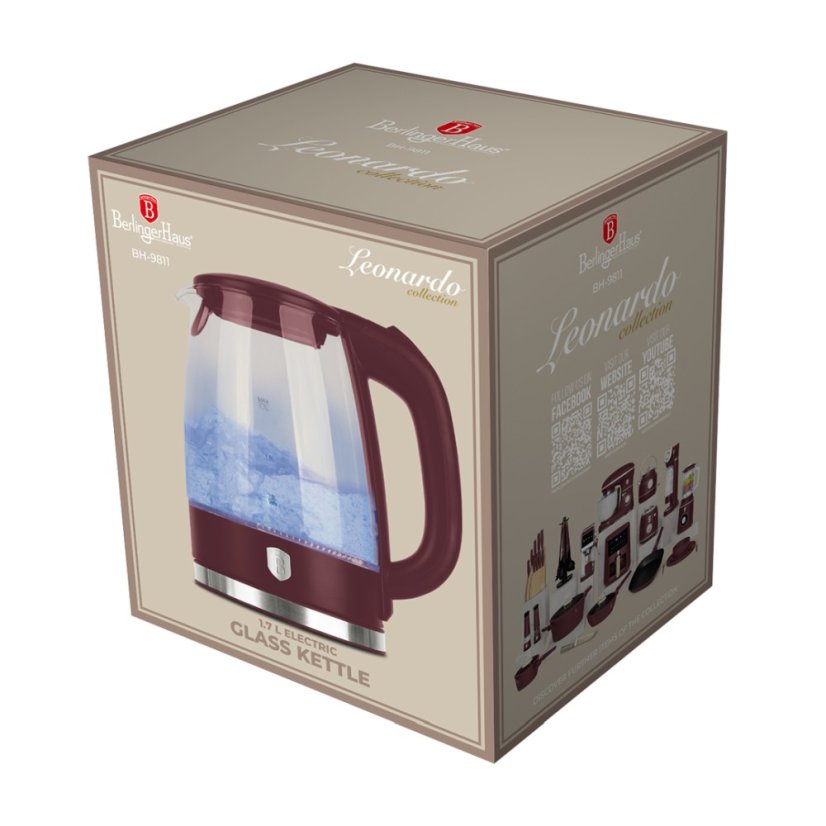 Rychlovarná konvice skleněná 1,7 L Leonardo Collection