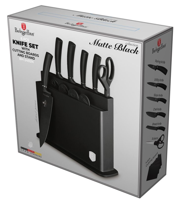 Sada nožů s nepřilnavým povrchem 11 ks ve stojanu Black silver Collection