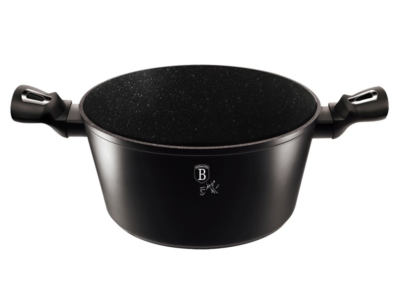 Caserola cu capac cu suprafata de marmura 20 cm Colectia Black Silver