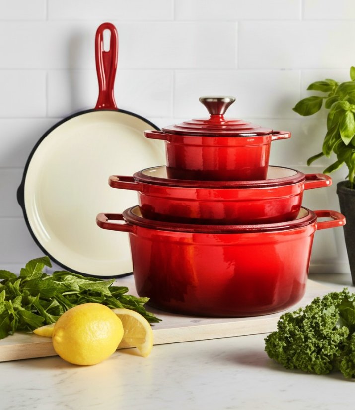 Sada nádobí litinová Xanten 7 ks červená