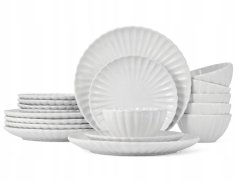 Set farfurii din portelan PEARL 18 buc alb