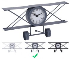 Hodiny stolné designové LIETADLO 30 cm šedá