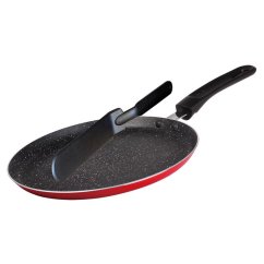 Pánev na palačinky s obracečkou 24 cm červená