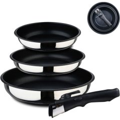 Sada pánví nerez s nepřilnavým povrchem  Click&Cook 3 ks 18, 20, 24 cm