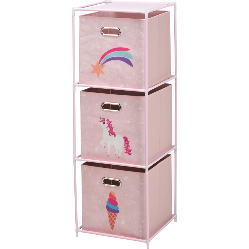 Armario infantil con 3 cajones, color rosa