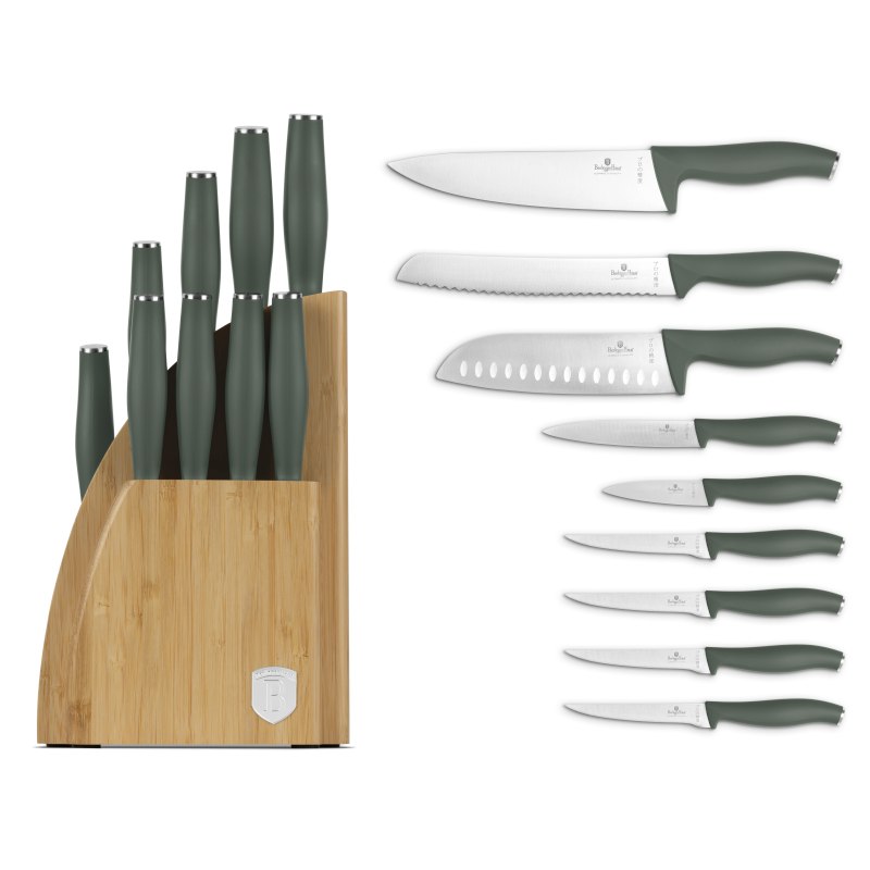 Sada nožů se stojanem BAMBOO 10 ks Matte Green Collection