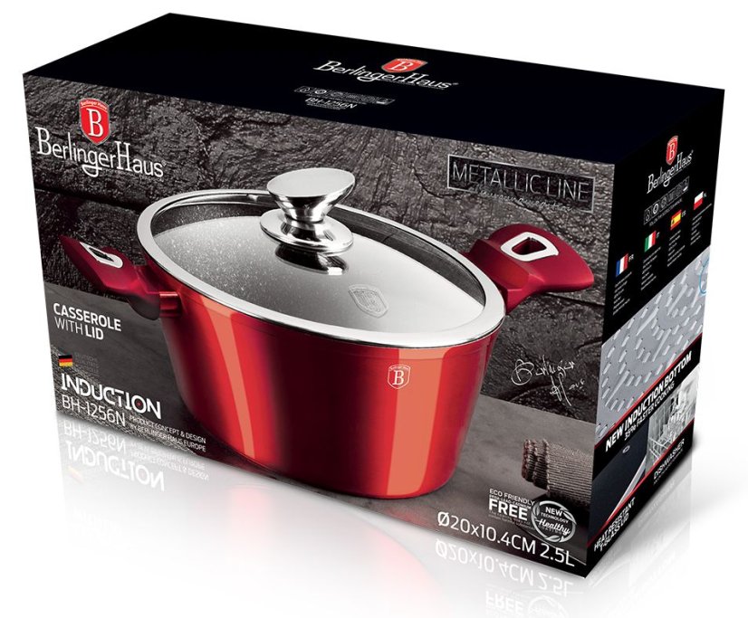 Kastrol s mramorovým povrchem a poklicí 20 cm Burgundy Metallic Line