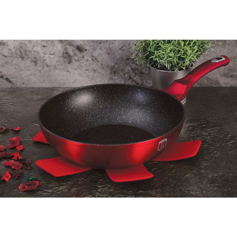 Pánev WOK s mramorovým povrchem 30 cm Burgundy Metallic Line