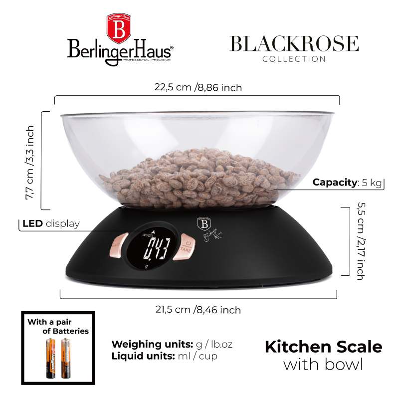 Cantar de bucatarie Black Rose Collection cu bol