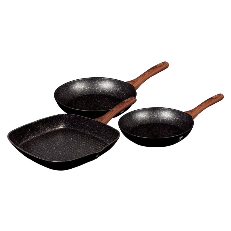 Sada pánví s mramorovým povrchem 3 ks Ebony Line Rosewood