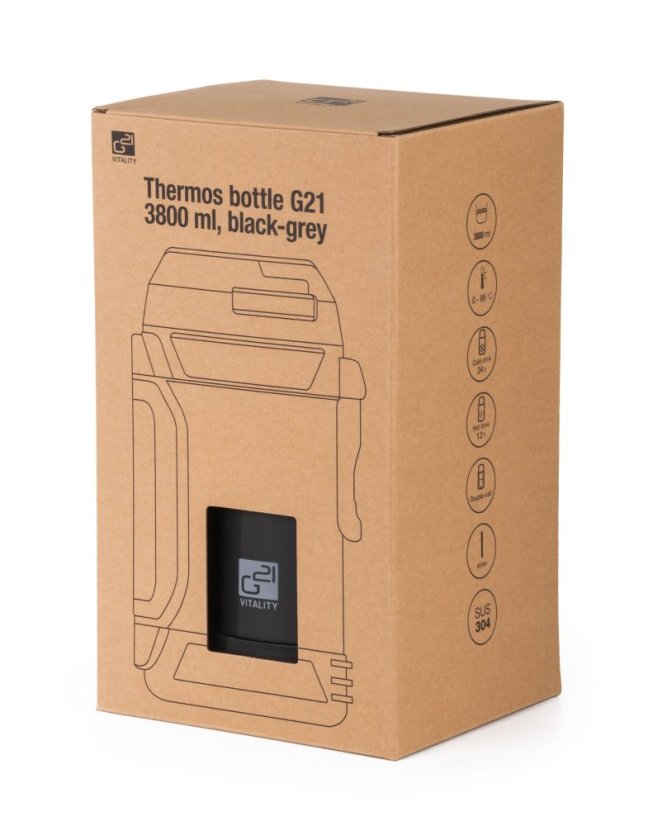 G21 termoska z nerezovej ocele 3800 ml, čierno-sivá