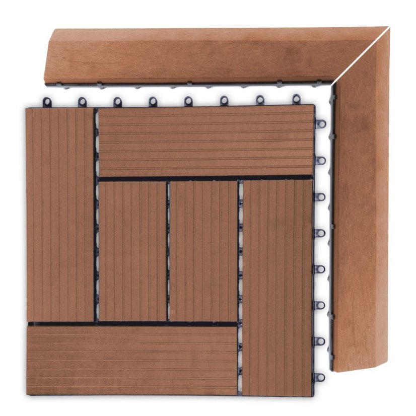 Bandă de tranziție G21 Cherry pentru plăci WPC, colț 38,5 x 7,5 cm (stânga)